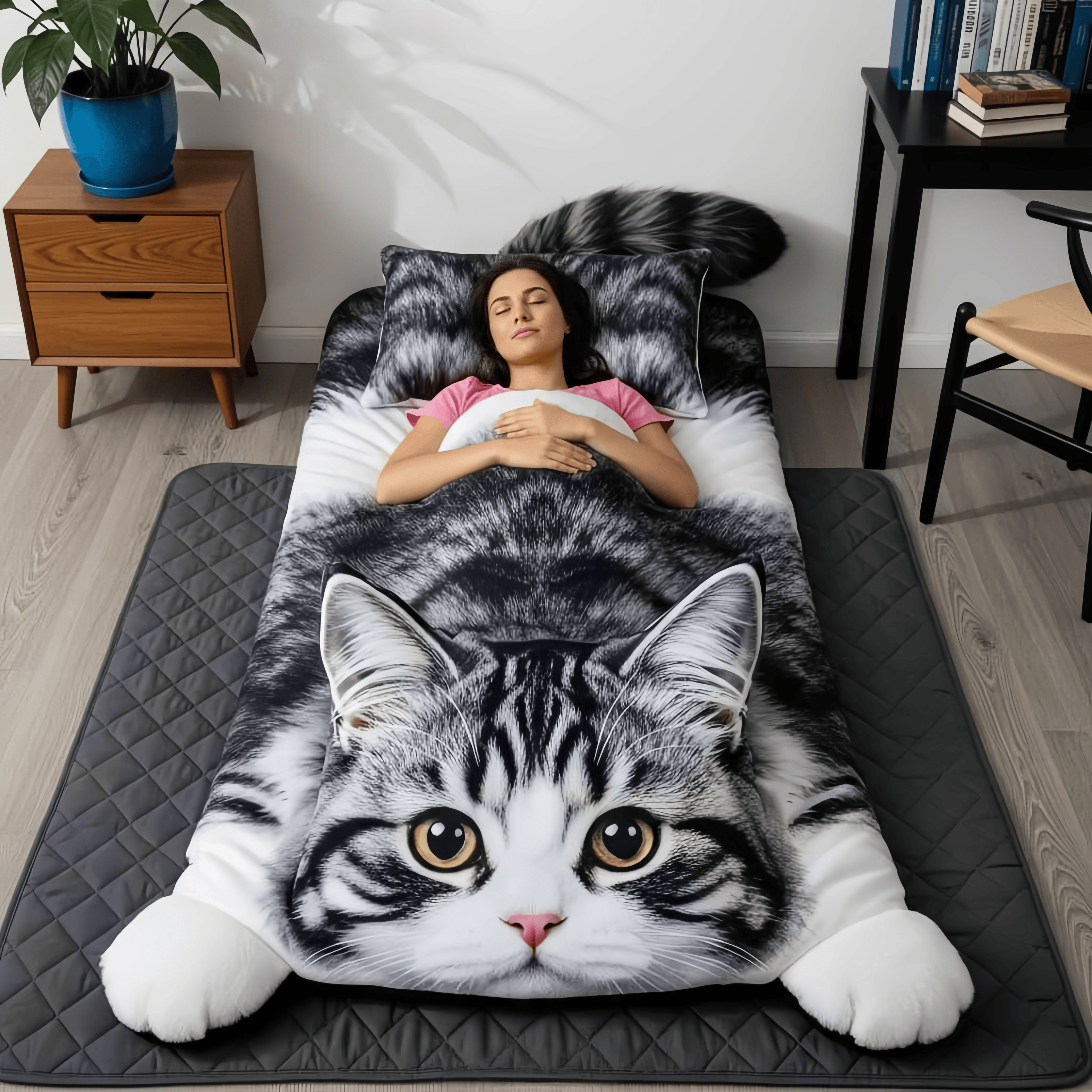 Comfortable and adorable cat-shaped sleeping bag for kids and adults