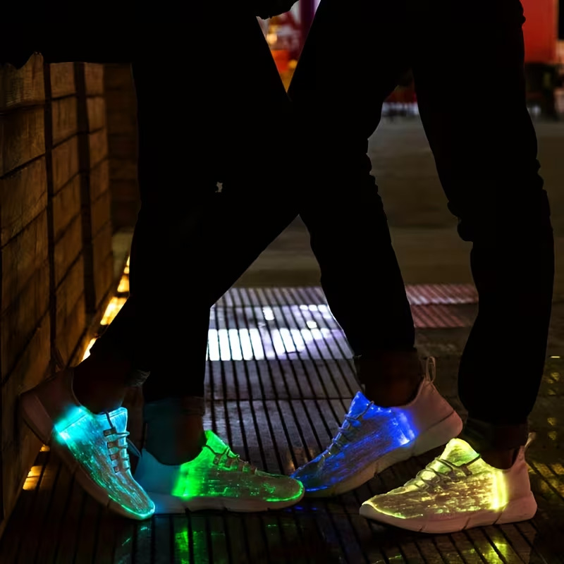 Unique fiber optic luminous casual shoes