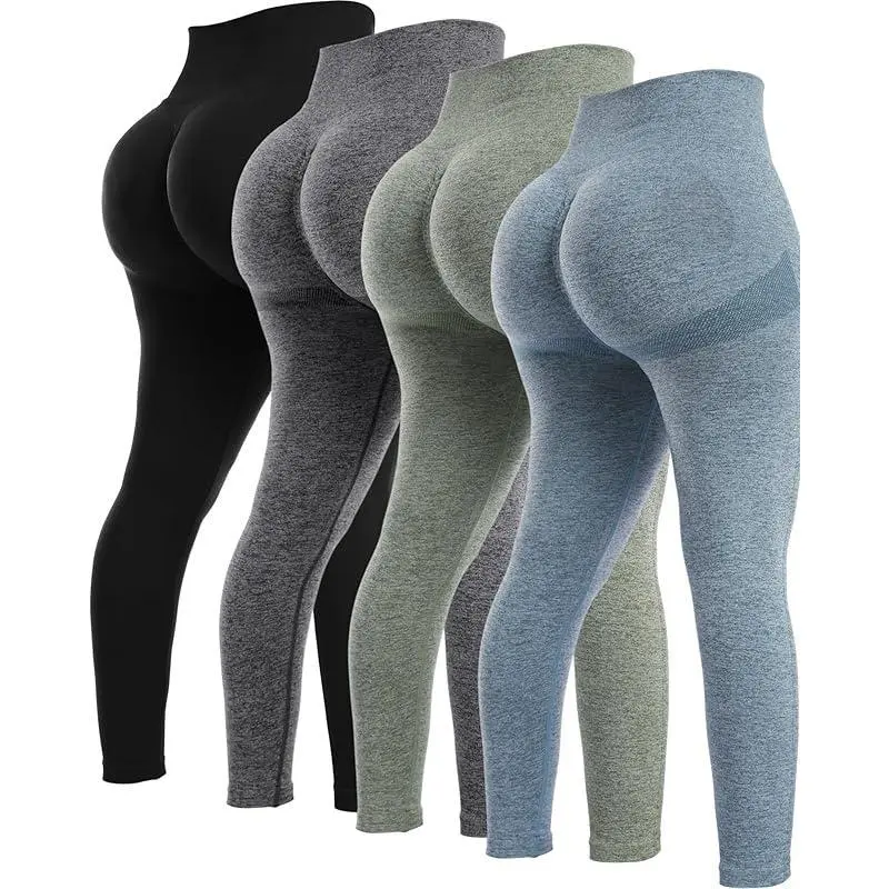 4Piece Butt Lifting Workout Leggings for Women, Seamless Gym Scrunch Booty Lifting Sets