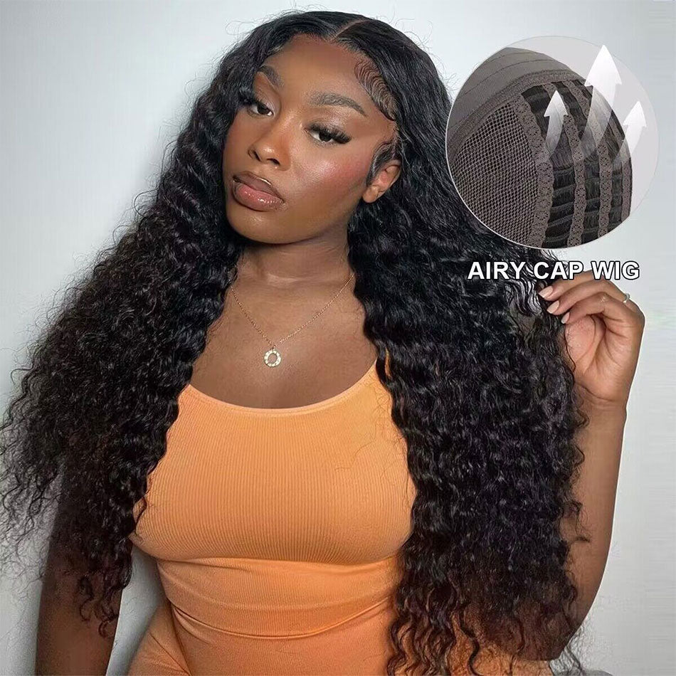 Airy Cap | Pre Cut 7x5 HD Lace Straight/Curly/Deep/Body wave Wear Go Wig One Step Install Bleached Knots