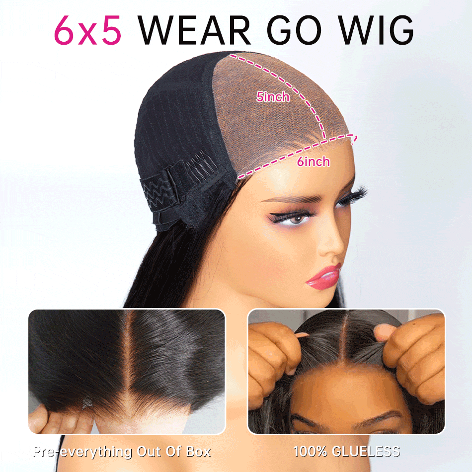 Bouncy Wand Curls With Voluminous 6x5 Pre-cut Lace Glueless Wear Go Wig Pre-bleached Knots