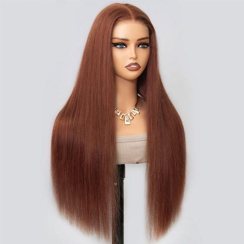 Copper Brown Straight/Body Wave 6x5 9x6 HD Lace Flexi-Fit Glueless Wig Pre Bleached Knots