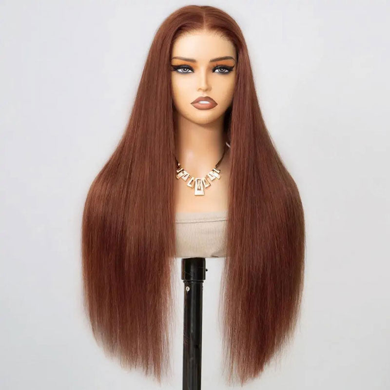 Copper Brown Straight/Body Wave 6x5 9x6 HD Lace Flexi-Fit Glueless Wig Pre Bleached Knots