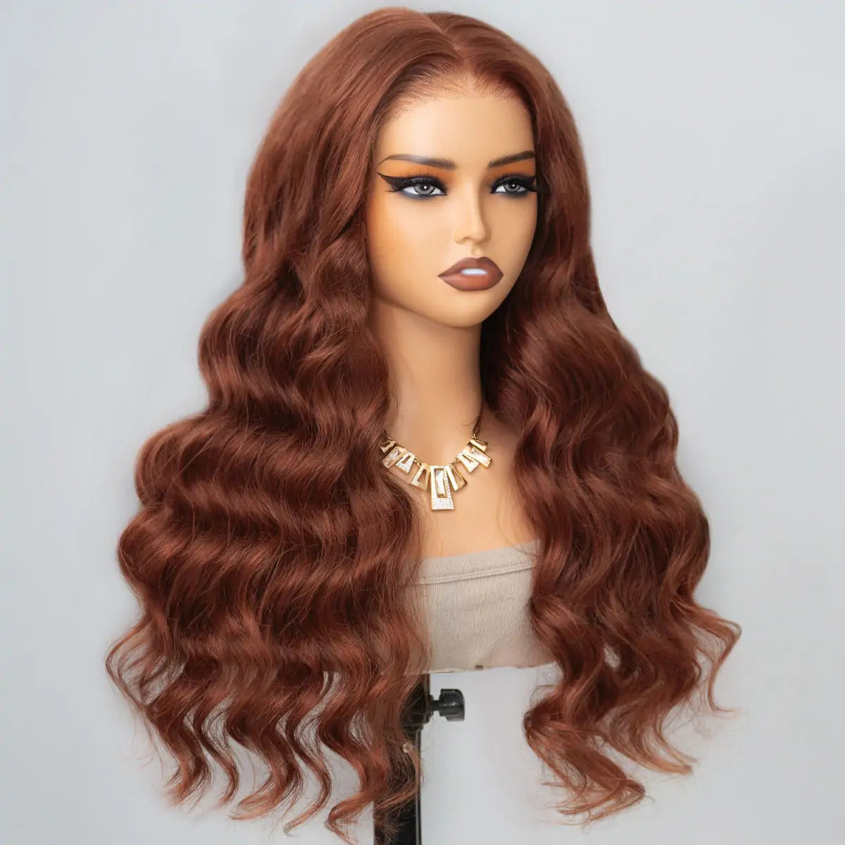 Copper Brown Straight/Body Wave 6x5 9x6 HD Lace Flexi-Fit Glueless Wig Pre Bleached Knots