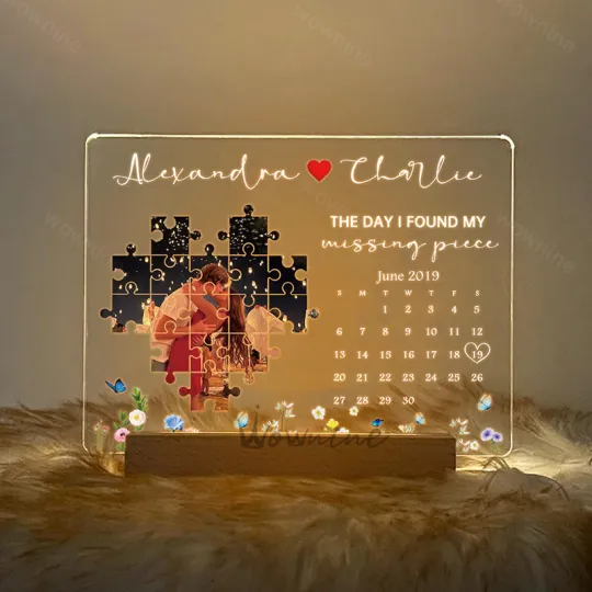 The Day I Found My Missing Piece Light Frame Personalized Gift