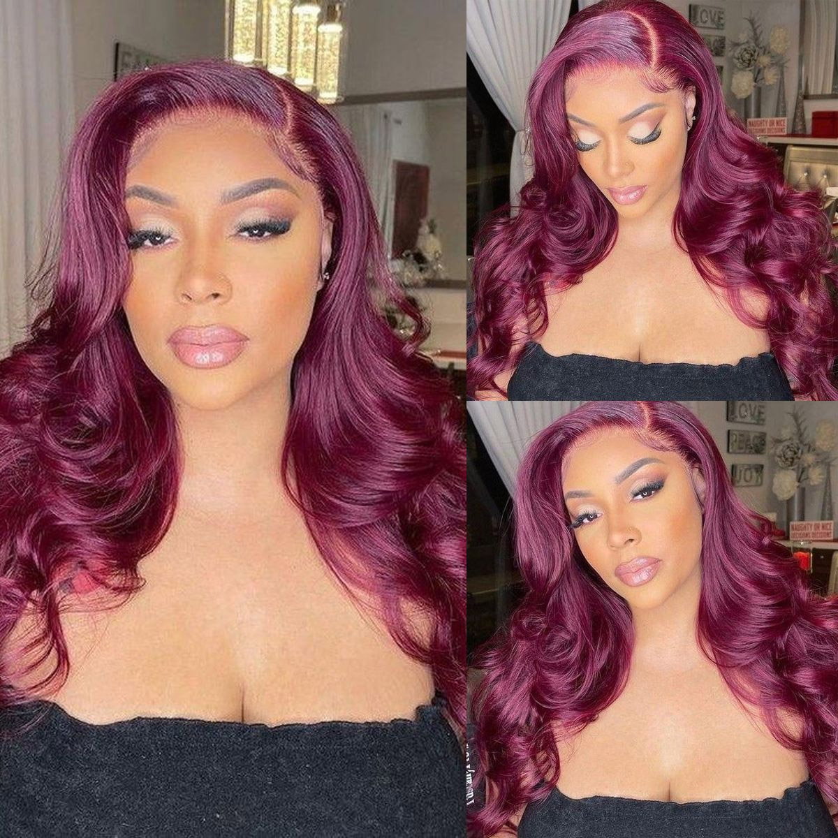 99J Burgundy 6×5/13×4 Straight Pre-cut Hd Lace Frontal Wigs 180% Density Colored Human Hair Wigs