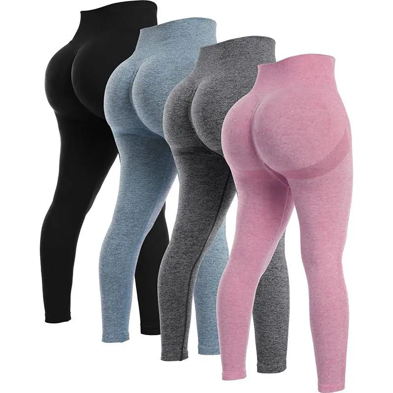 4Piece Butt Lifting Workout Leggings for Women, Seamless Gym Scrunch Booty Lifting Sets