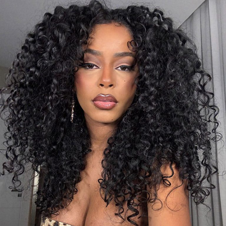 Bouncy Deep Wave 3 IN 1 Half Glueless Wig Human Hair Adjustable Drawstring