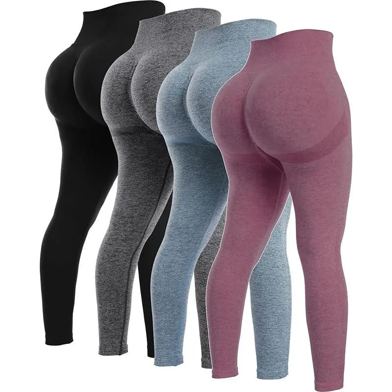 4Piece Butt Lifting Workout Leggings for Women, Seamless Gym Scrunch Booty Lifting Sets