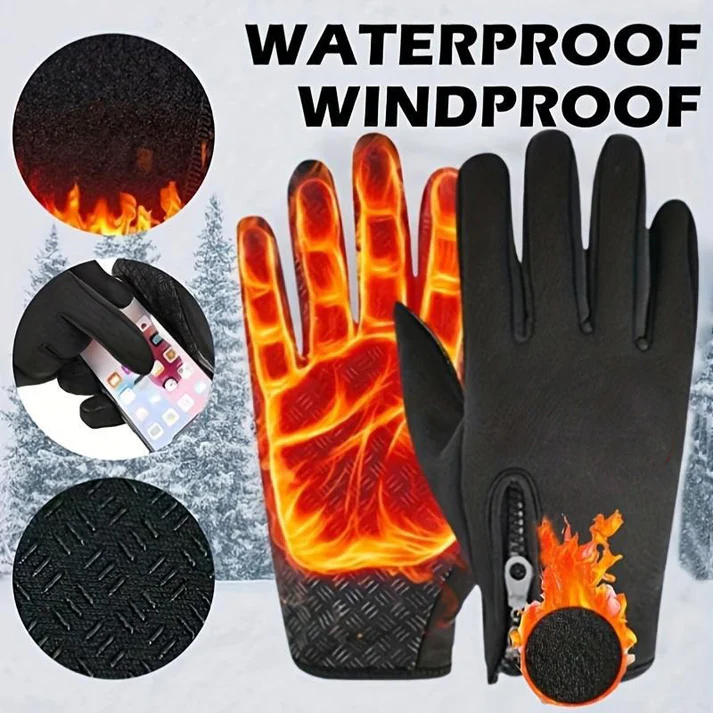 Windproof and warm touchscreen sports zipper gloves