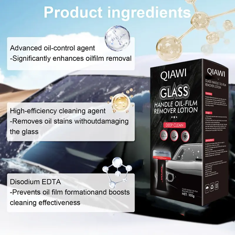 Automotive Oil Film Remover – Streak-Free Glass Cleaner for Fast Window Decontamination