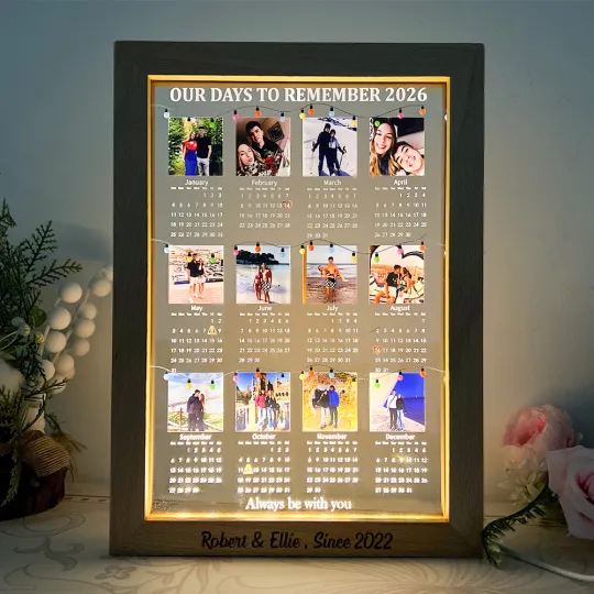 Custom 2026 Calendar LED Light Box with Photo