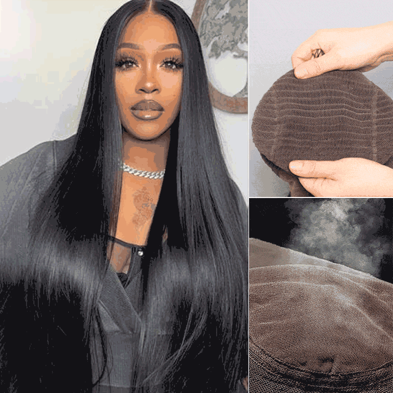 Flexi-Fit Straight Human Hair Glueless Wig Pre Cut 6x5 9x6 HD Lace Wig Pre Bleached