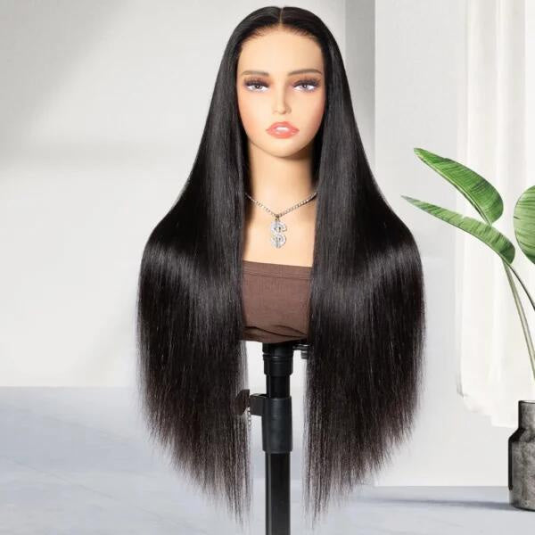 Flexi-Fit Straight Human Hair Glueless Wig Pre Cut 6x5 9x6 HD Lace Wig Pre Bleached