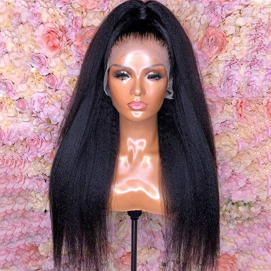 New Invisi-Drawstring Kinky Straight 360 Lace Frontal Glueless Wigs