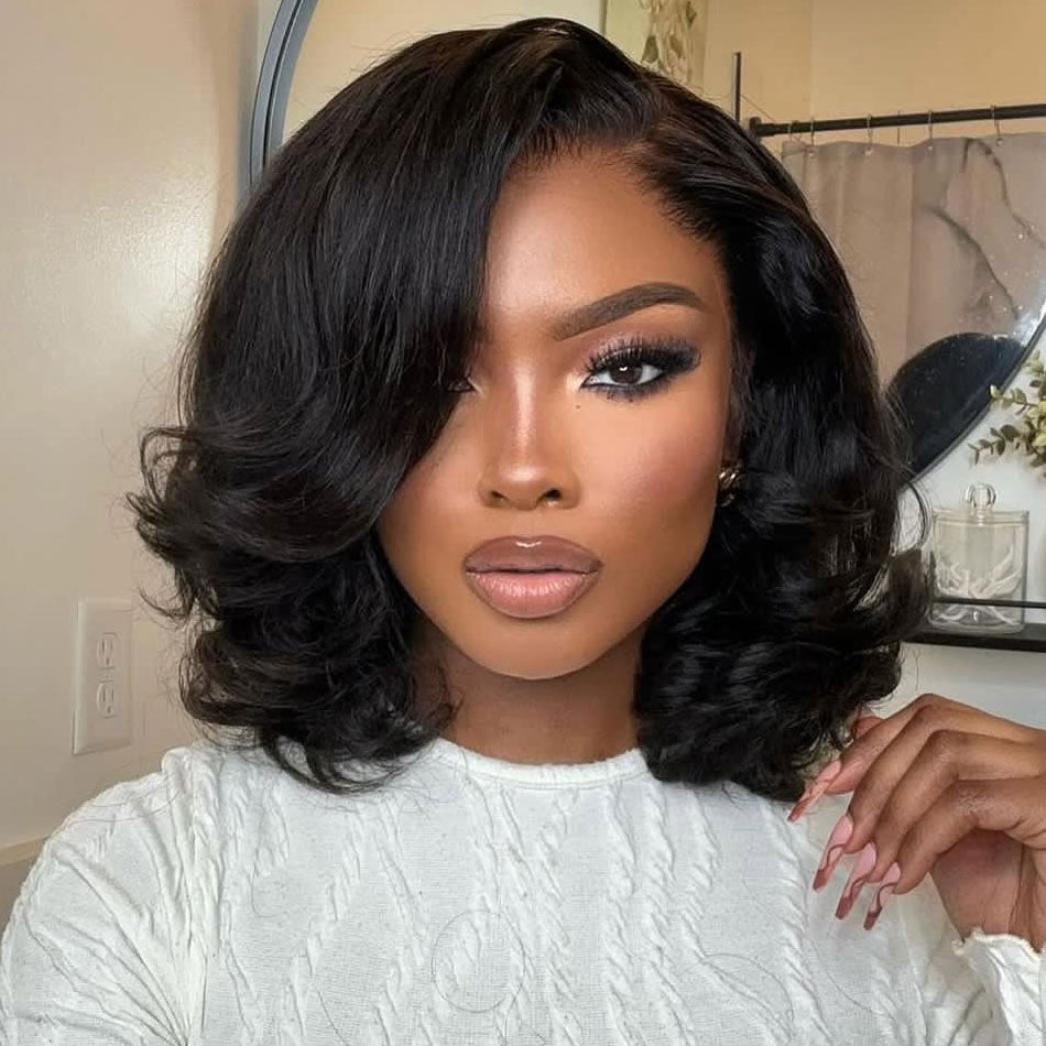 Super Deal Short Bob Wig Loose Body Wave Pre Cut 6x5 HD Lace Closure Glueless Wig