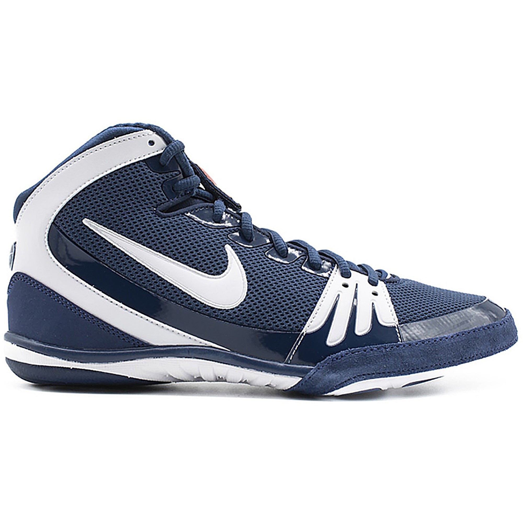 Nike Freek Wrestling Shoes in Navy Blue and White from the side