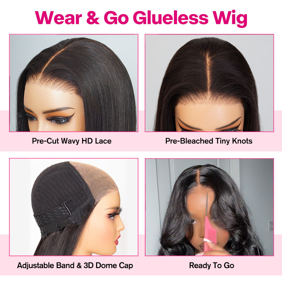 Bouncy Wand Curls With Voluminous 6x5 Pre-cut Lace Glueless Wear Go Wig Pre-bleached Knots