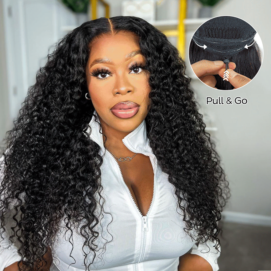 Pull & Go Drawstring Glueless Wig Deep Wave 6x5 13x6 Pre-everything HD lace Wig