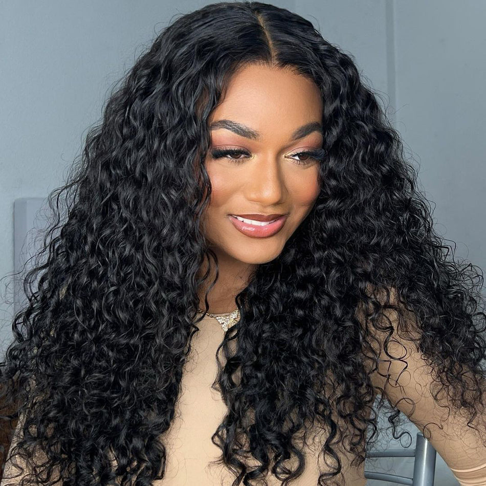 Pull & Go Drawstring Glueless Wig Water Wave 6x5 13x6 HD lace Pre-everything Human Hair Wig