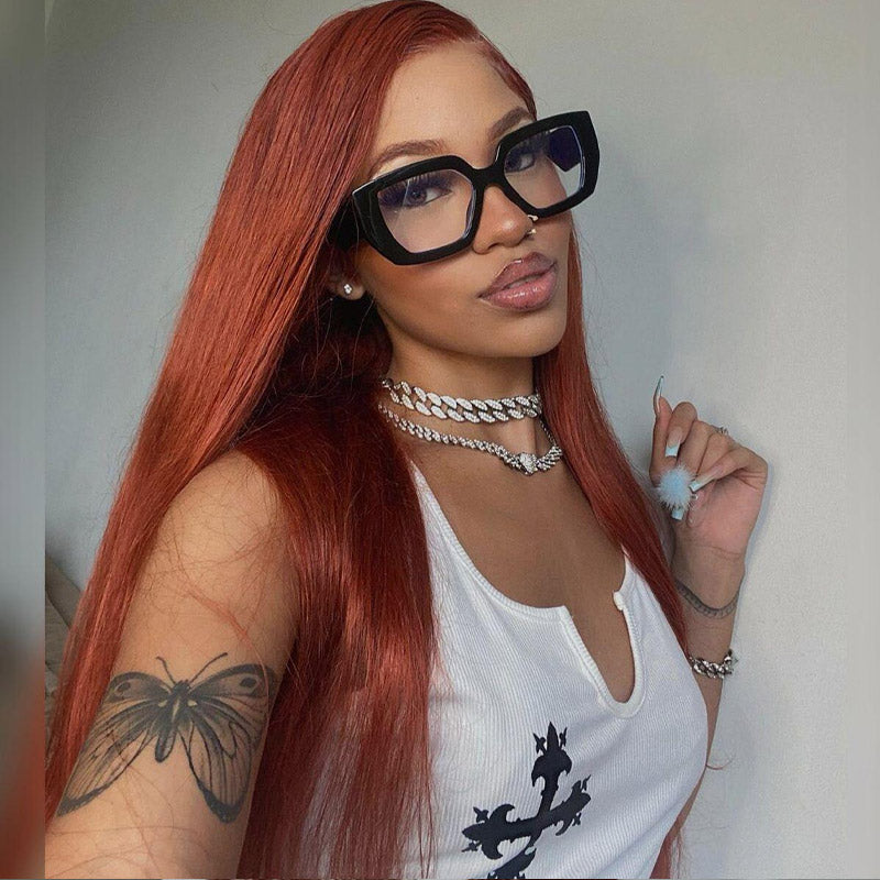 Reddish Brown Straight Hair 6x5 13x4 Glueless HD Lace Full Frontal Wigs