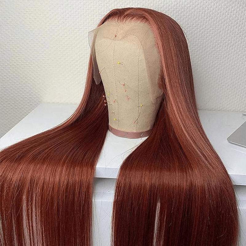 Reddish Brown Straight Hair 6x5 13x4 Glueless HD Lace Full Frontal Wigs
