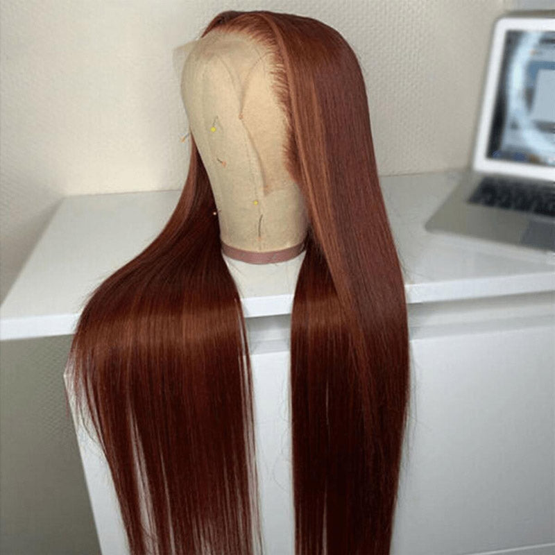 Reddish Brown Straight Hair 6x5 13x4 Glueless HD Lace Full Frontal Wigs