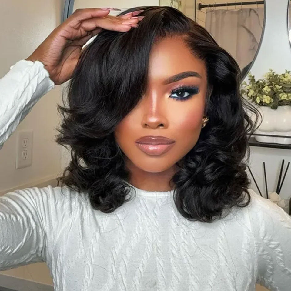 Super Deal Short Bob Wig Loose Body Wave Pre Cut 6x5 HD Lace Closure Glueless Wig