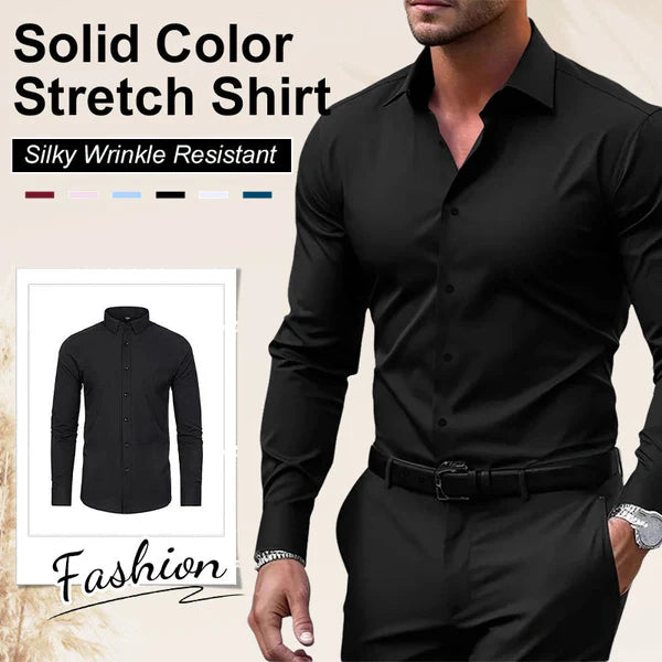 Men's Silky Wrinkle Resistant Solid Color Stretch Shirt🔥💕