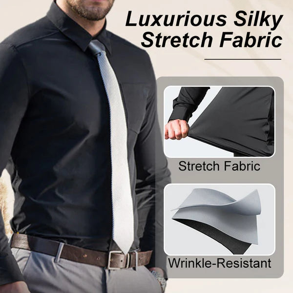 Men's Silky Wrinkle Resistant Solid Color Stretch Shirt🔥💕