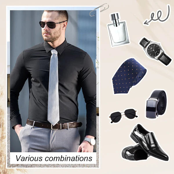 Men's Silky Wrinkle Resistant Solid Color Stretch Shirt🔥💕