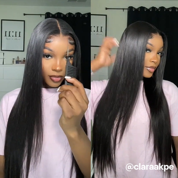 Pre-bleached Knots Straight Hair Pre Cut 6x5 HD Lace Wear Go Glueless Wig