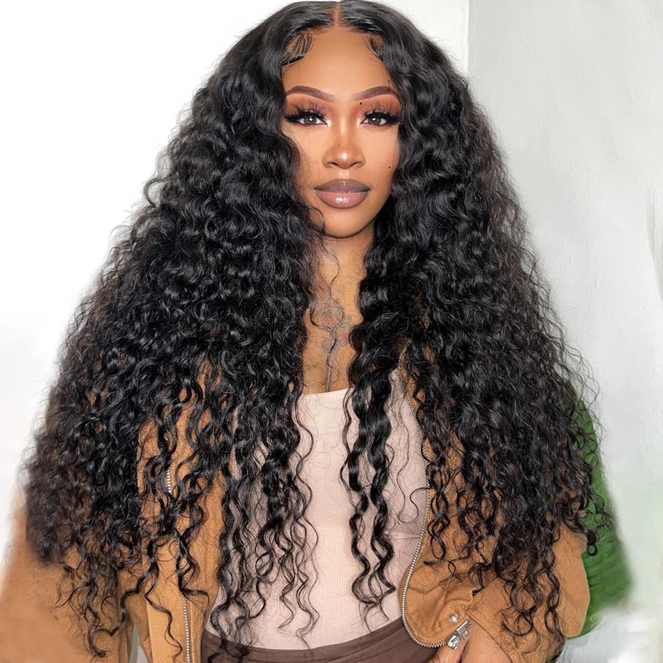 Water Wave 13x6 Parting Max Full Frontal Pull Go Drawstring Glueless HD Lace Wig Pre Bleached Knots