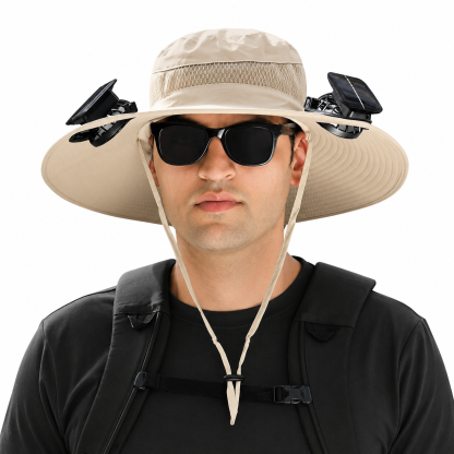Nodea Solar-Powered Dual Fan Wide-Brim Cooling Hat