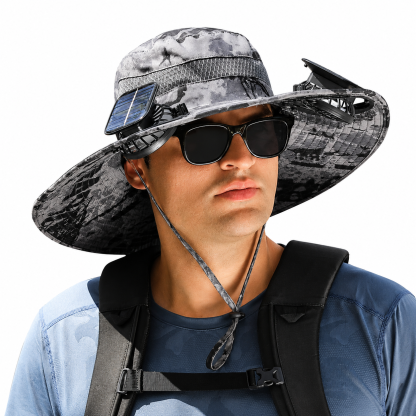 Nodea Solar-Powered Dual Fan Wide-Brim Cooling Hat