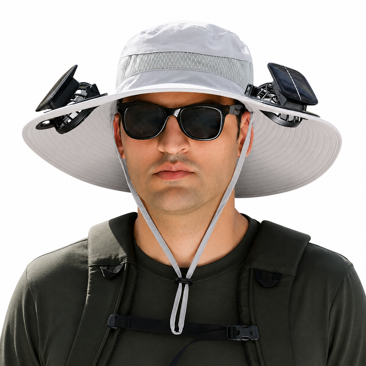 Nodea Solar-Powered Dual Fan Wide-Brim Cooling Hat