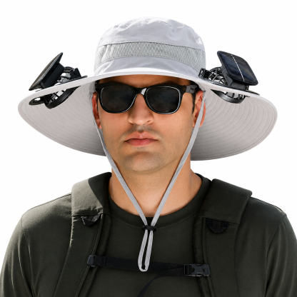 Nodea Solar-Powered Dual Fan Wide-Brim Cooling Hat