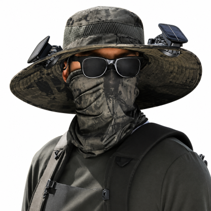 Nodea Solar-Powered Dual Fan Wide-Brim Cooling Hat