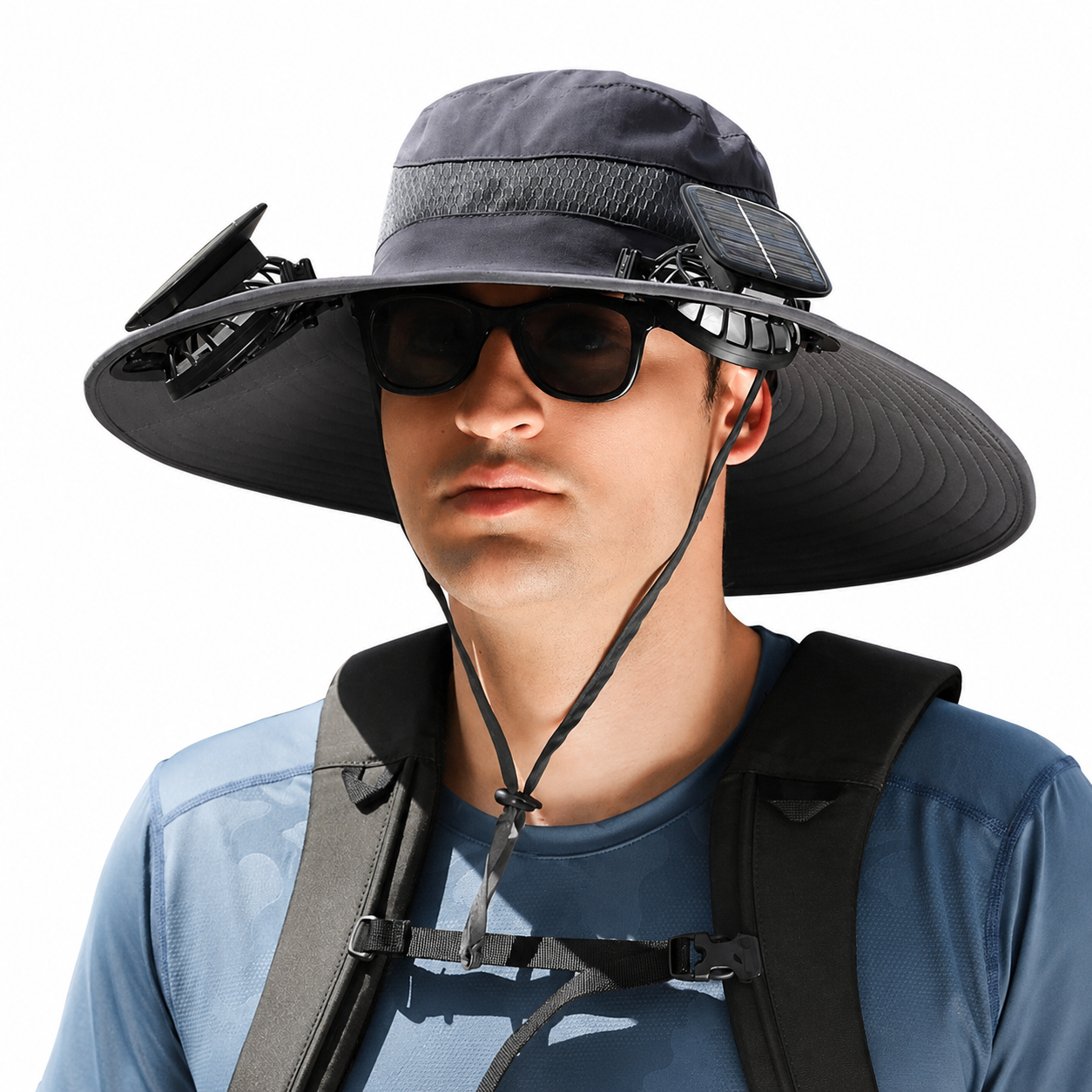 Nodea Solar-Powered Dual Fan Wide-Brim Cooling Hat