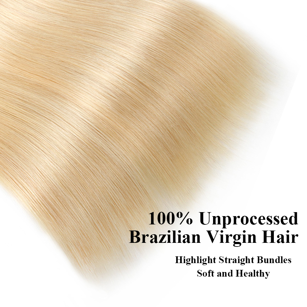 Lebeaute 613 Blonde Hair Brazilian Straight Human Hair Weave 1 3 4 Bundles