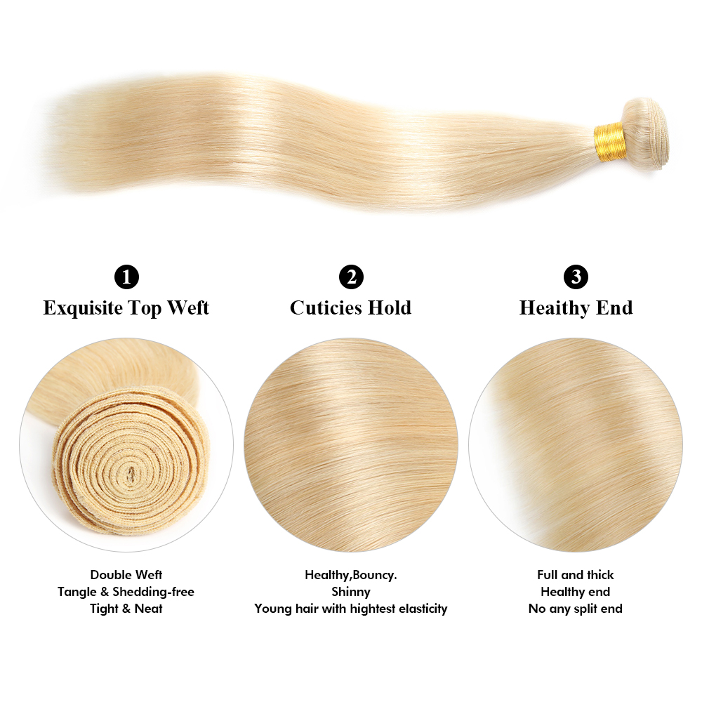 Lebeaute 613 Blonde Hair Brazilian Straight Human Hair Weave 1 3 4 Bundles