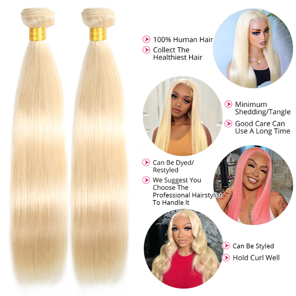 Lebeaute 613 Blonde Hair Brazilian Straight Human Hair Weave 1 3 4 Bundles