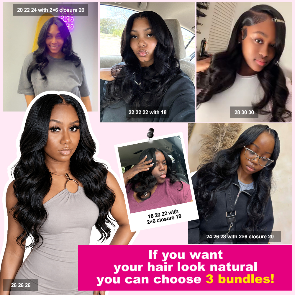Lebeaute 12-30 Inch Brazilian Hair Body Wave 3 Bundles With 5x5 Lace Closure