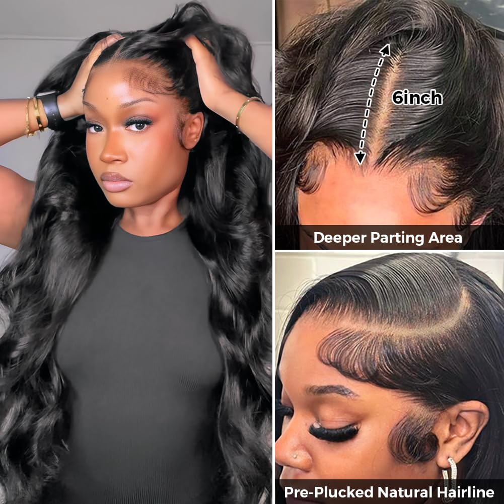 Lebeaute 40 Inch 13x4 13x6 Lace Front Wigs Glueless Body Wave Human Hair Wig 200% Density HD Lace Wigs
