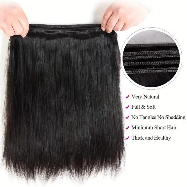 Lebeaute Silky Straight Hair 3 Bundles 100% Brazilian Virgin Human Hair Weave Extensions