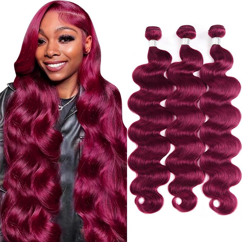 Lebeaute 99J Burgundy Body Wave Human Hair 3 4 Bundles Unprocessed Wine Red Colored Human Hair Extensions