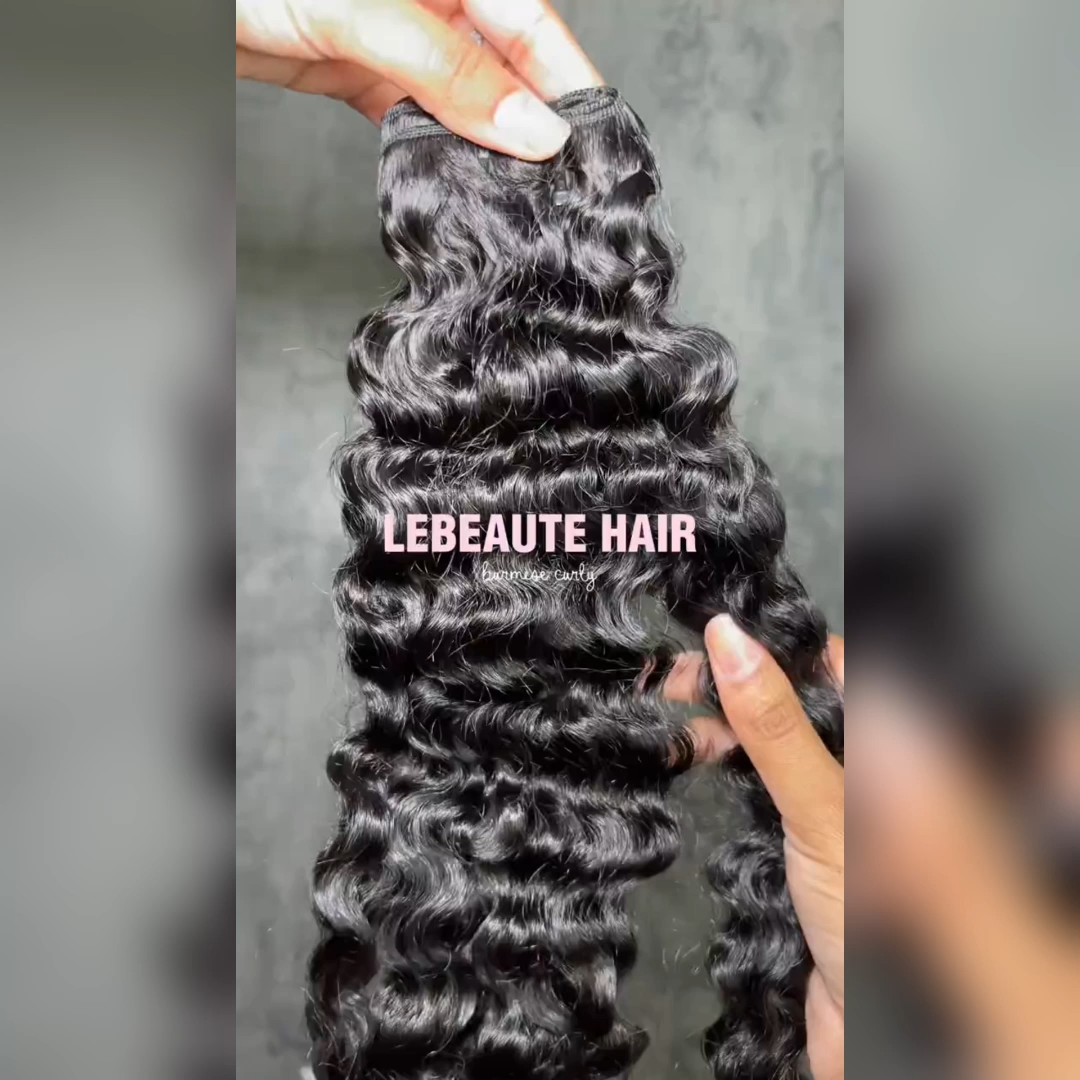 Lebeaute Burmese Curly 3 Bundles Unprocessed Virgin Human Hair with Spriral End