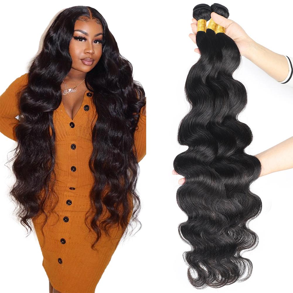 Lebeaute Brazilian Body Wave Human Hair 3 Bundles No Shed No Tangle 100% Virgin Hair