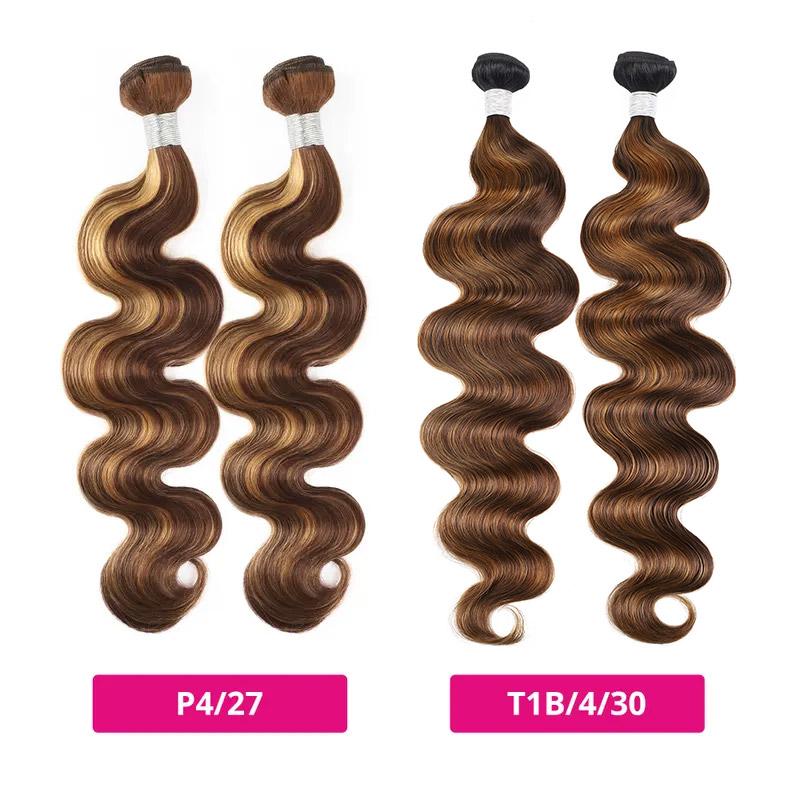 Lebeaute P4/27 Highlight Body Wave Hair Bundles 100% Unprocessed Colored Human Hair Weave