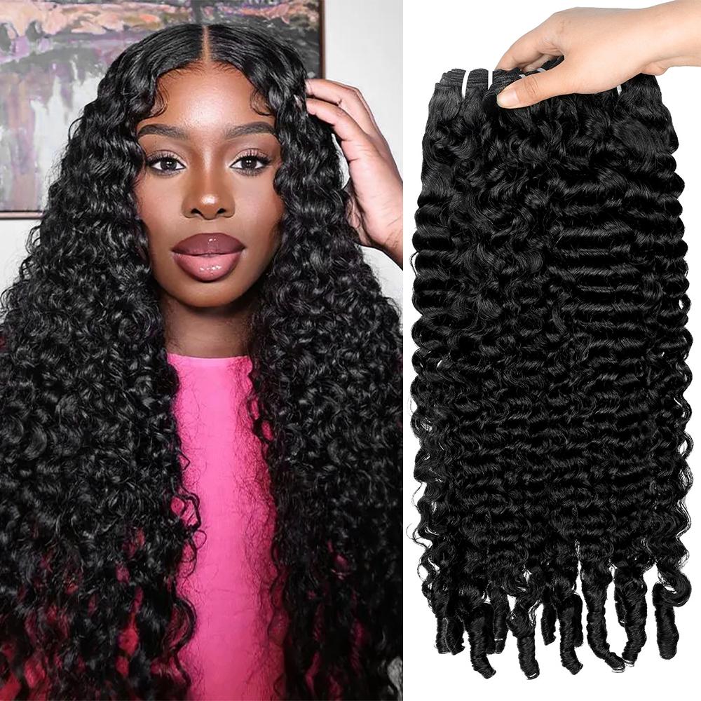 Lebeaute Burmese Curly 3 4 Bundles Unprocessed Virgin Human Hair with Spriral End
